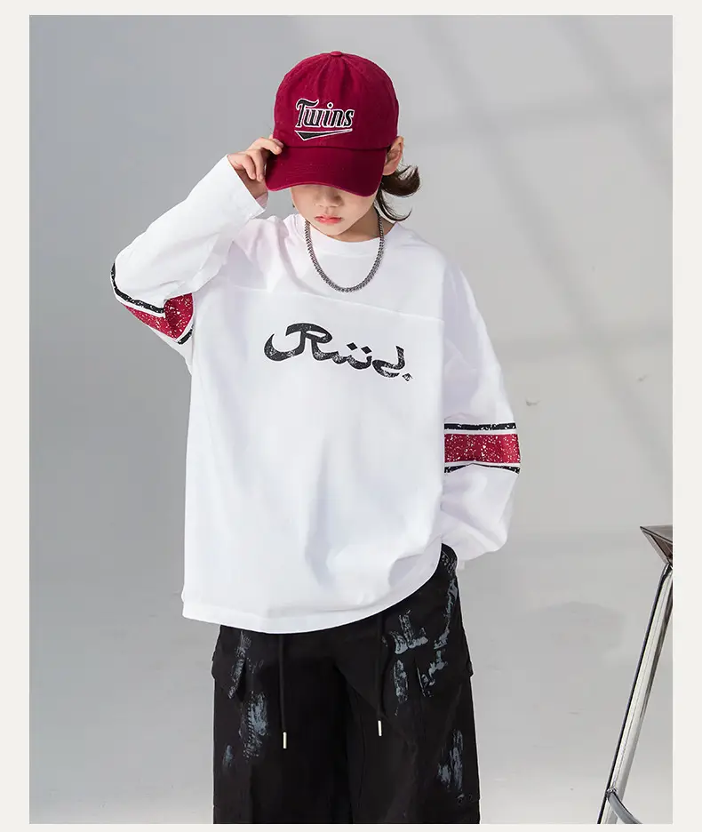 Boys Long Sleeve T-Shirt White 2026 Spring Wear — feature 14