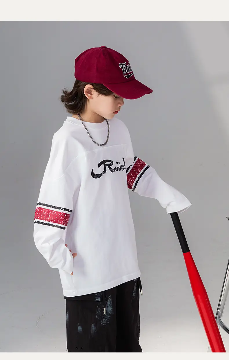 Boys Long Sleeve T-Shirt White 2026 Spring Wear — feature 17