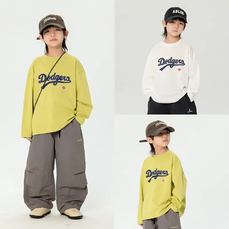 Kids Dodgers Long Sleeve T-Shirt White Black - Image 3