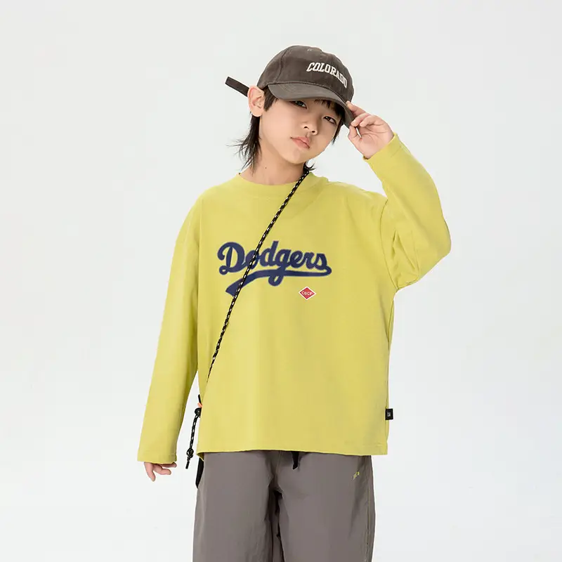 Kids Dodgers Long Sleeve T-Shirt White Black - Image 4