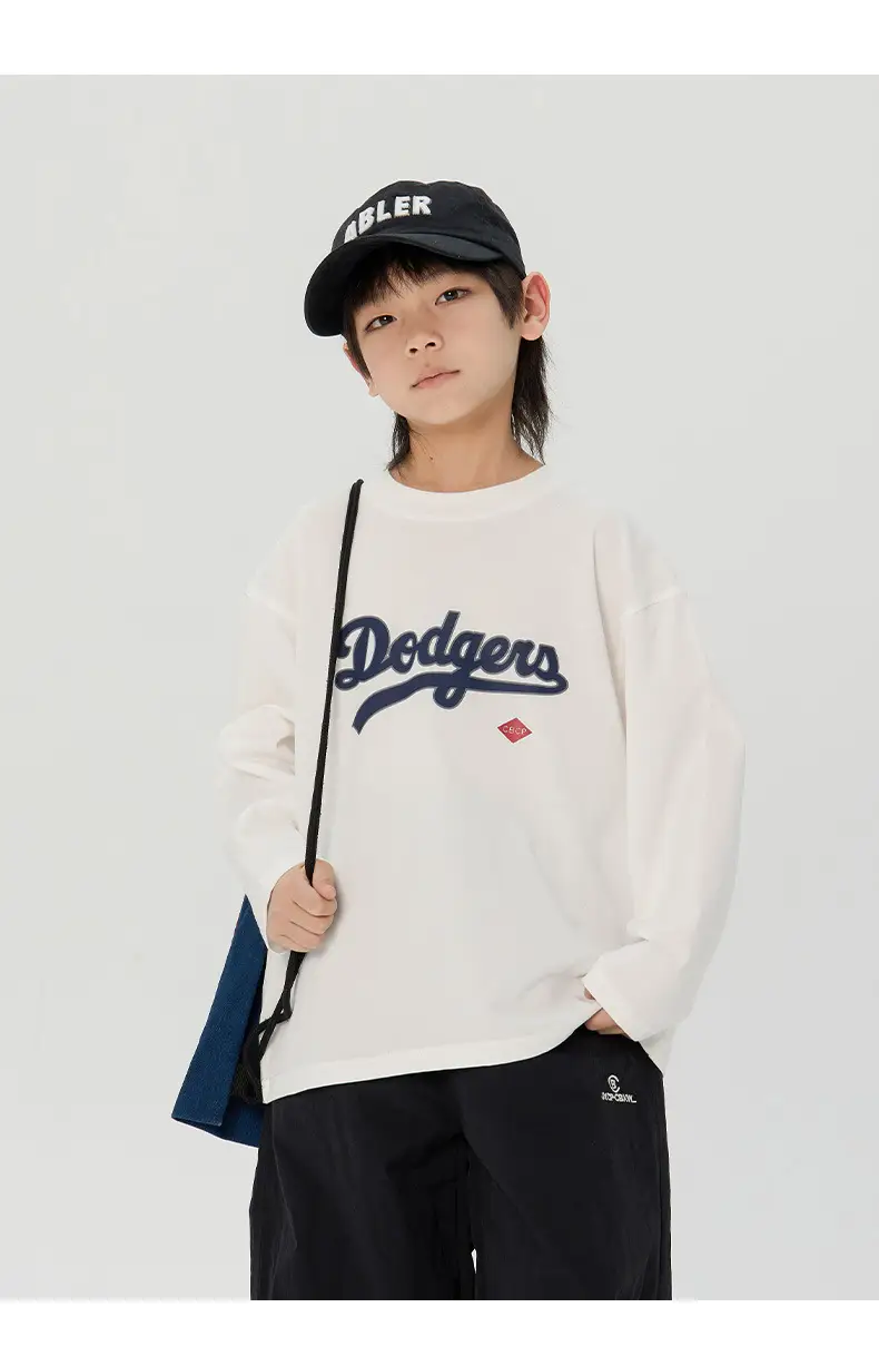 Kids Dodgers Long Sleeve T-Shirt White Black — feature 14