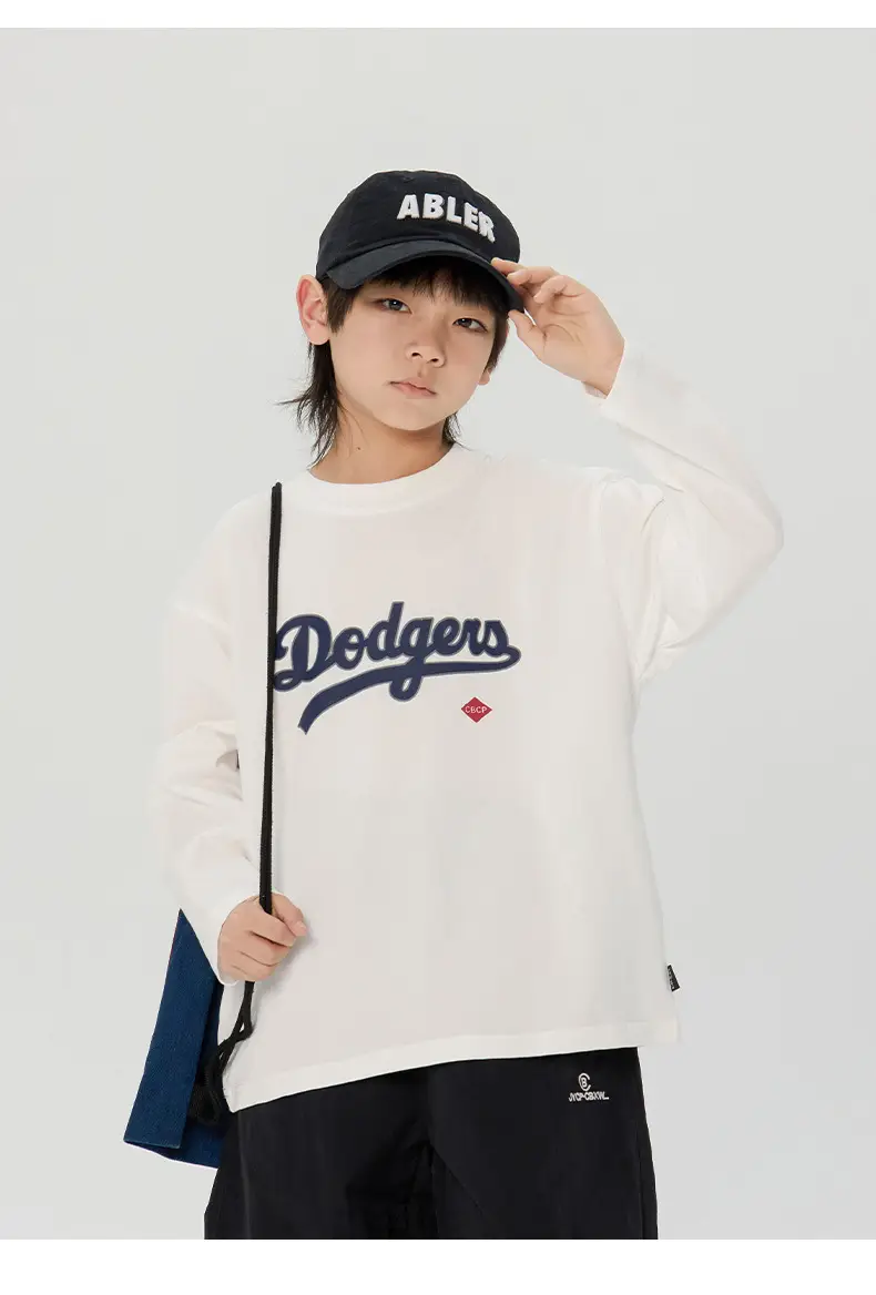 Kids Dodgers Long Sleeve T-Shirt White Black — feature 15
