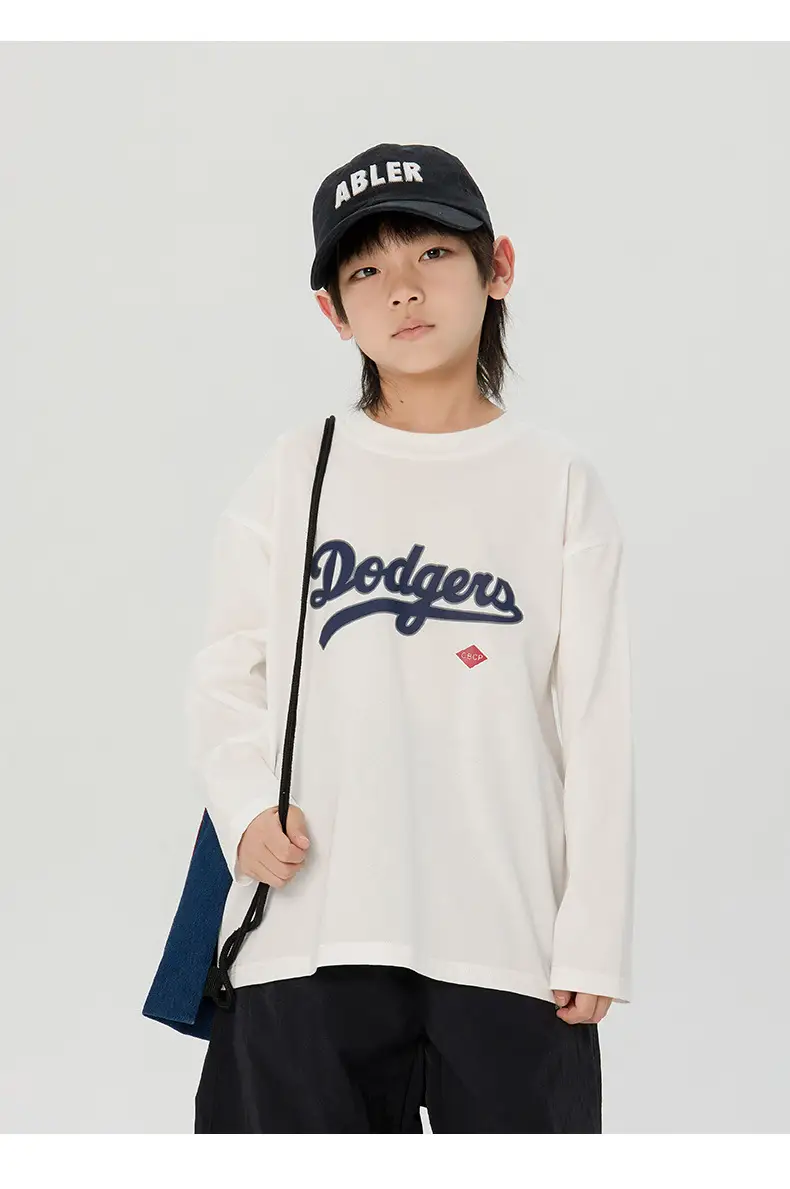 Kids Dodgers Long Sleeve T-Shirt White Black — feature 16