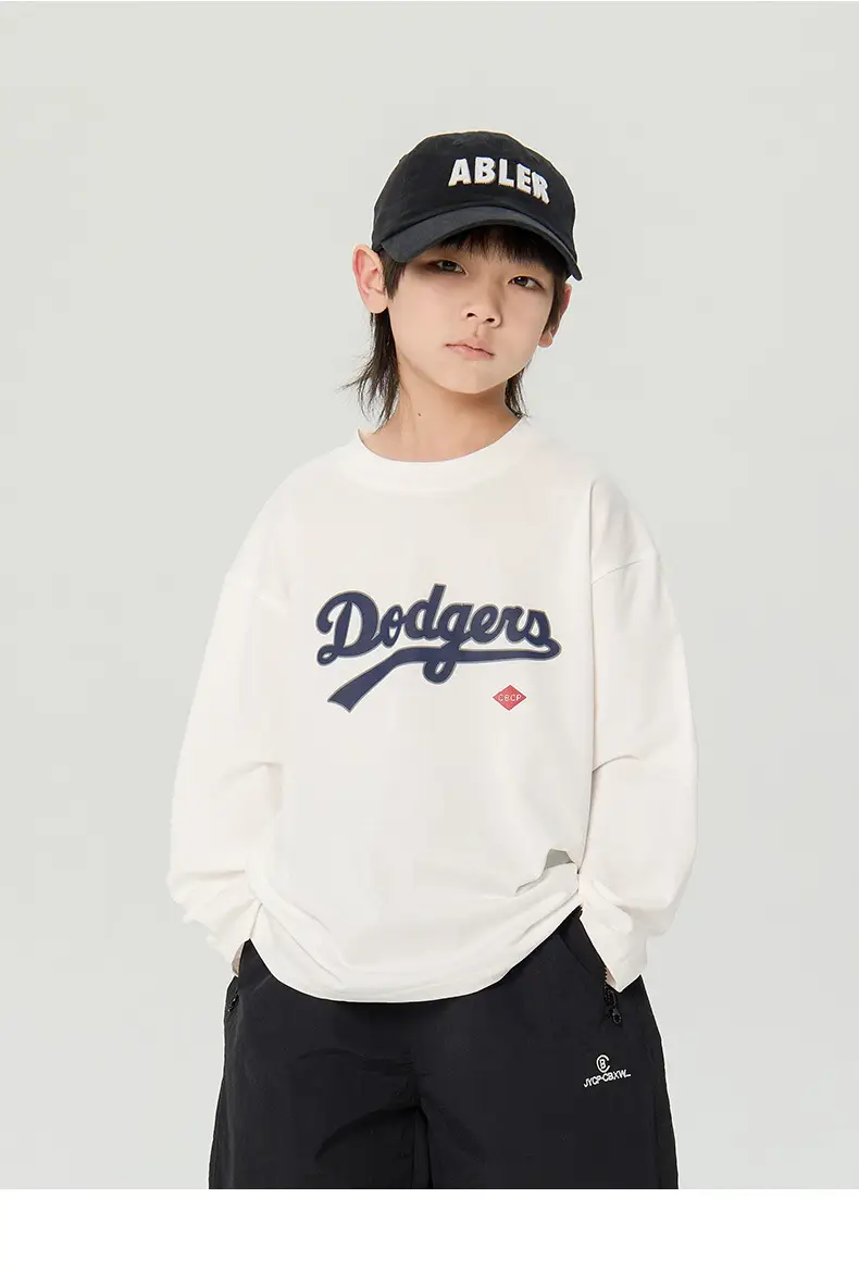 Kids Dodgers Long Sleeve T-Shirt White Black — feature 20