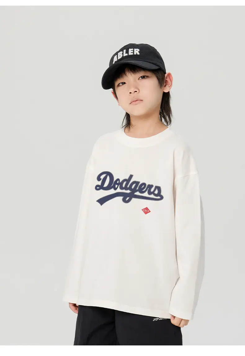 Kids Dodgers Long Sleeve T-Shirt White Black — feature 21