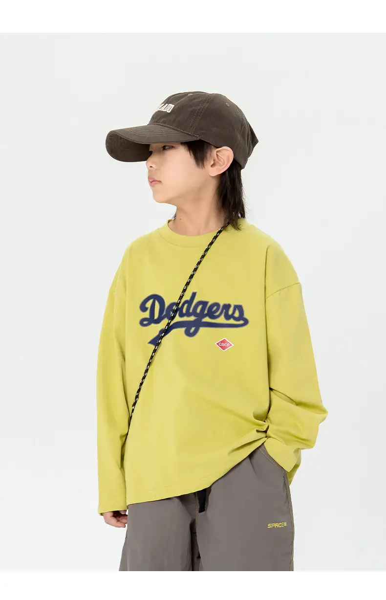 Kids Dodgers Long Sleeve T-Shirt White Black — feature 6