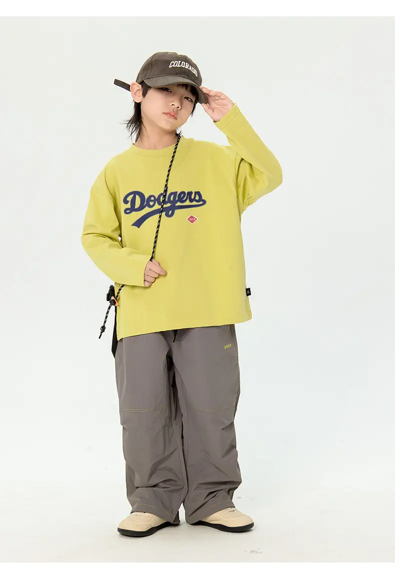 Kids Dodgers Long Sleeve T-Shirt White Black — feature 9