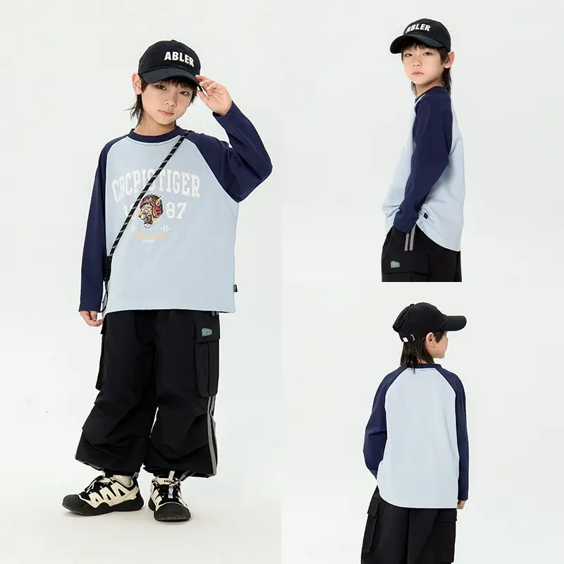 Children Japanese T-Shirt 2025 Spring New Boys Raglan Long Sleeve - Image 2