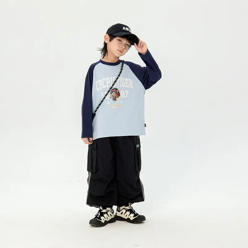 Children Japanese T-Shirt 2025 Spring New Boys Raglan Long Sleeve - Image 4