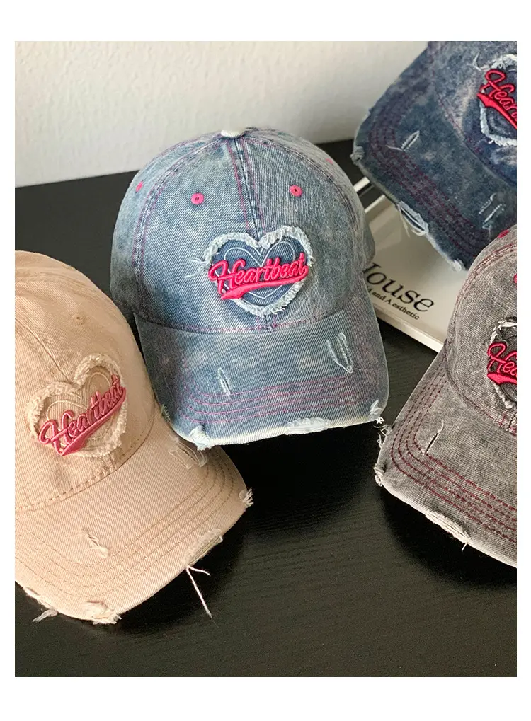 Love Washed Denim Cap Women Retro Wide Brim — feature 10