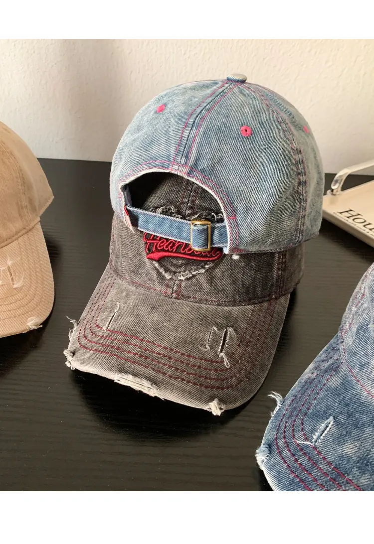Love Washed Denim Cap Women Retro Wide Brim — feature 11