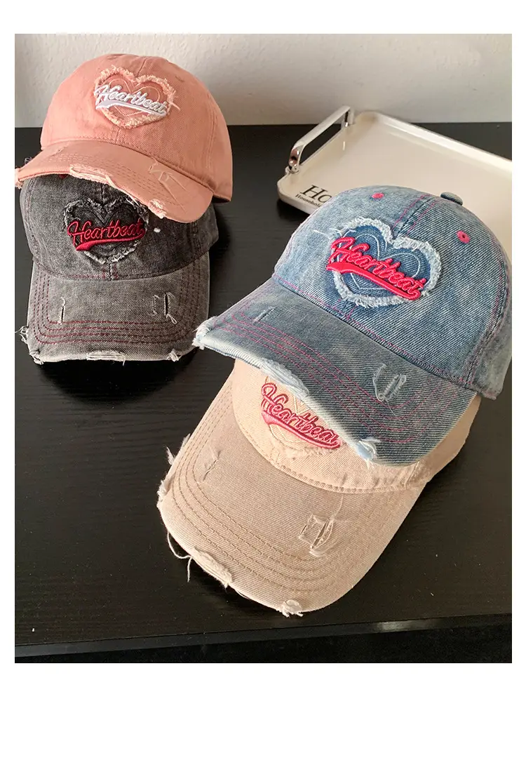 Love Washed Denim Cap Women Retro Wide Brim — feature 12