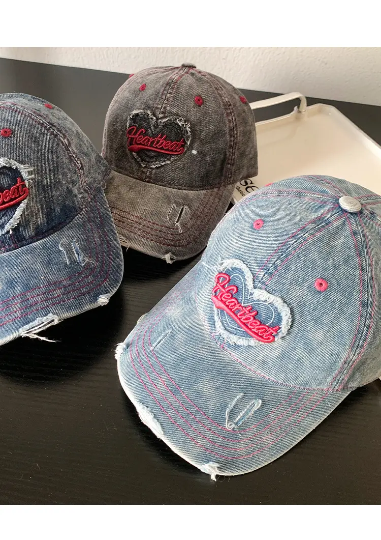 Love Washed Denim Cap Women Retro Wide Brim — feature 9