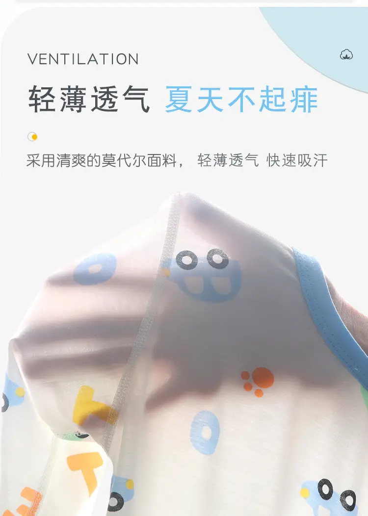 Children's Pajamas Summer Thin Tencel Modal Lyocell Boys' and Girls' Medium Long Sleeve Air-conditioning Clothing Home Clothes — feature 7