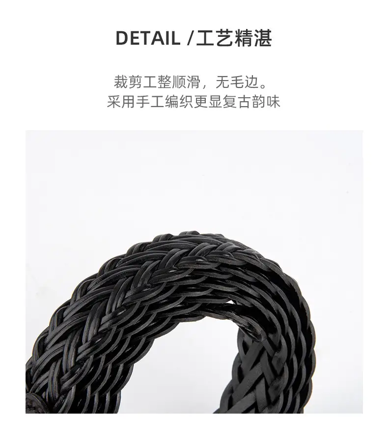 Black Braided Women's Belt with Gold Buckle — feature 7