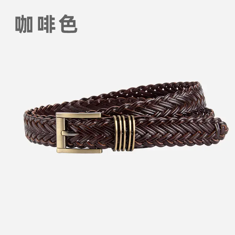 Black Braided Women's Belt with Gold Buckle - Image 3
