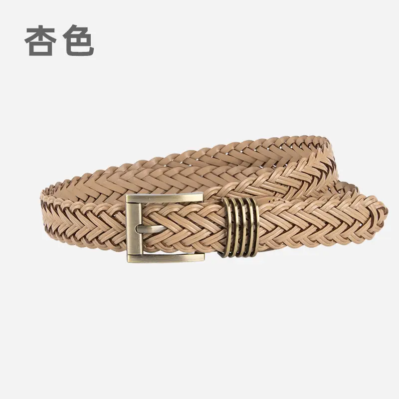 Black Braided Women's Belt with Gold Buckle - Image 4
