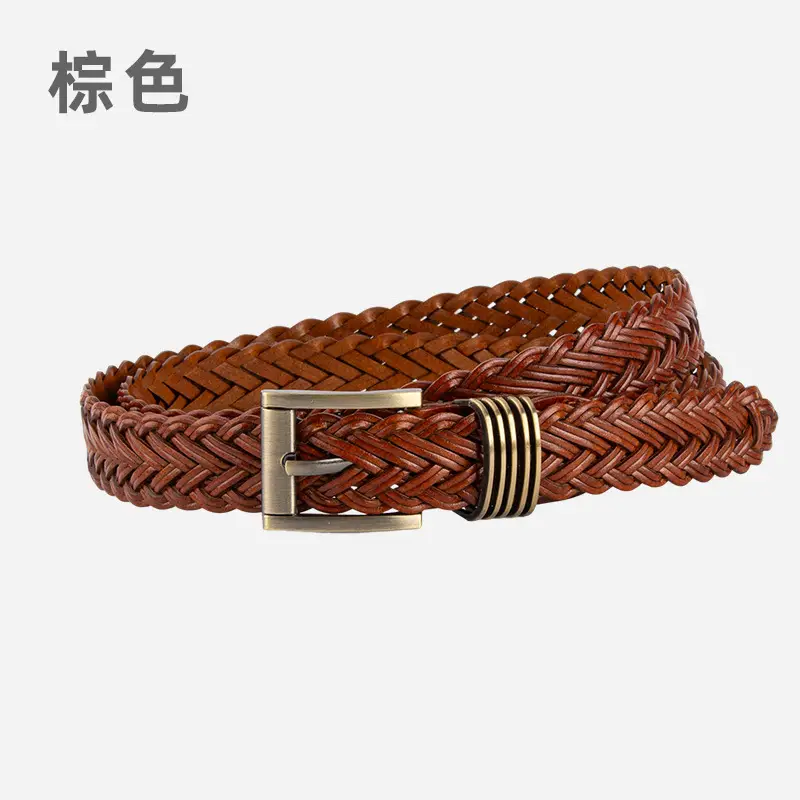 Black Braided Women's Belt with Gold Buckle - Image 5