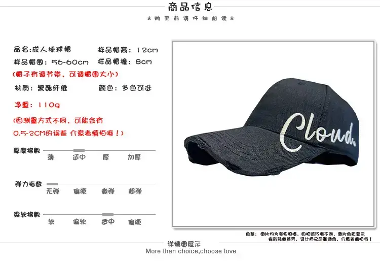 Men's Gray Cloud Letter Baseball Cap — feature 2