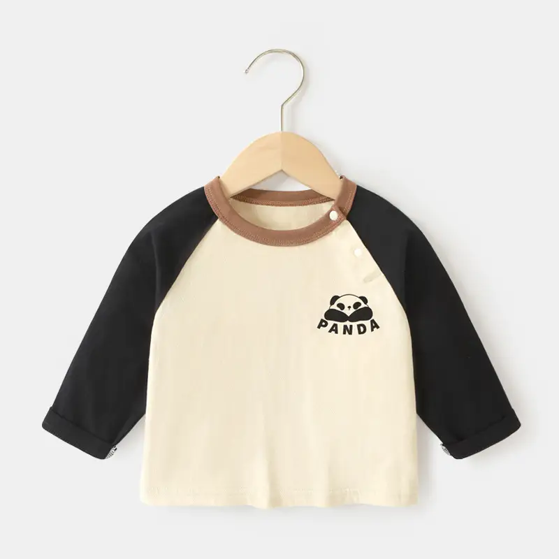 Baby Long Sleeve T-Shirt Blue White Striped Sleeve - Image 3