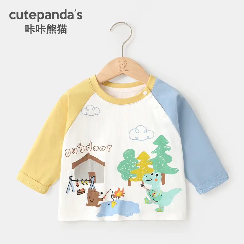 Baby Long Sleeve T-Shirt Blue White Striped Sleeve - Image 5