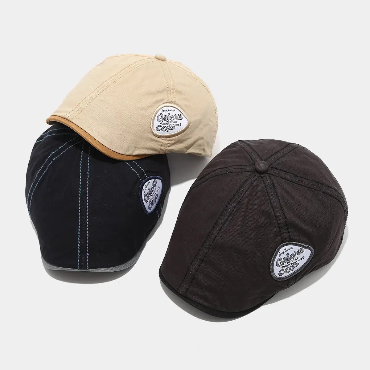 Men's Black British Retro Cap with Cup Logo - Image 9