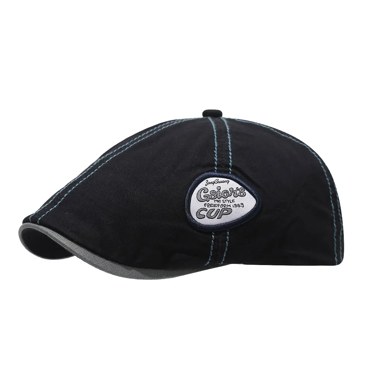 Men's Black British Retro Cap with Cup Logo - Image 12