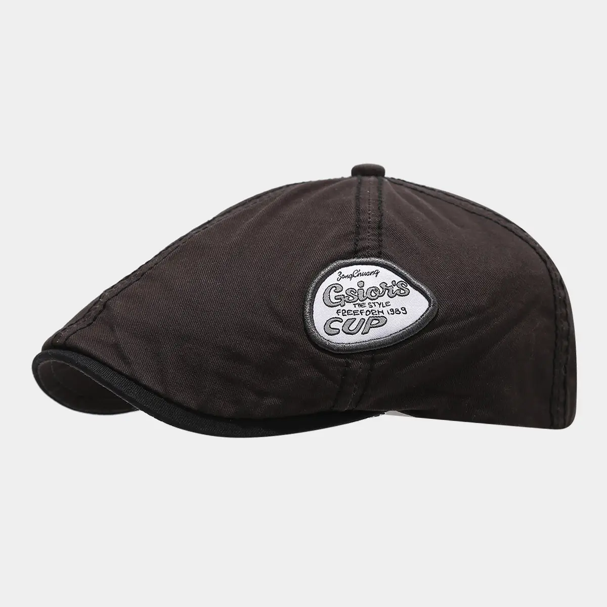 Men's Black British Retro Cap with Cup Logo - Image 2