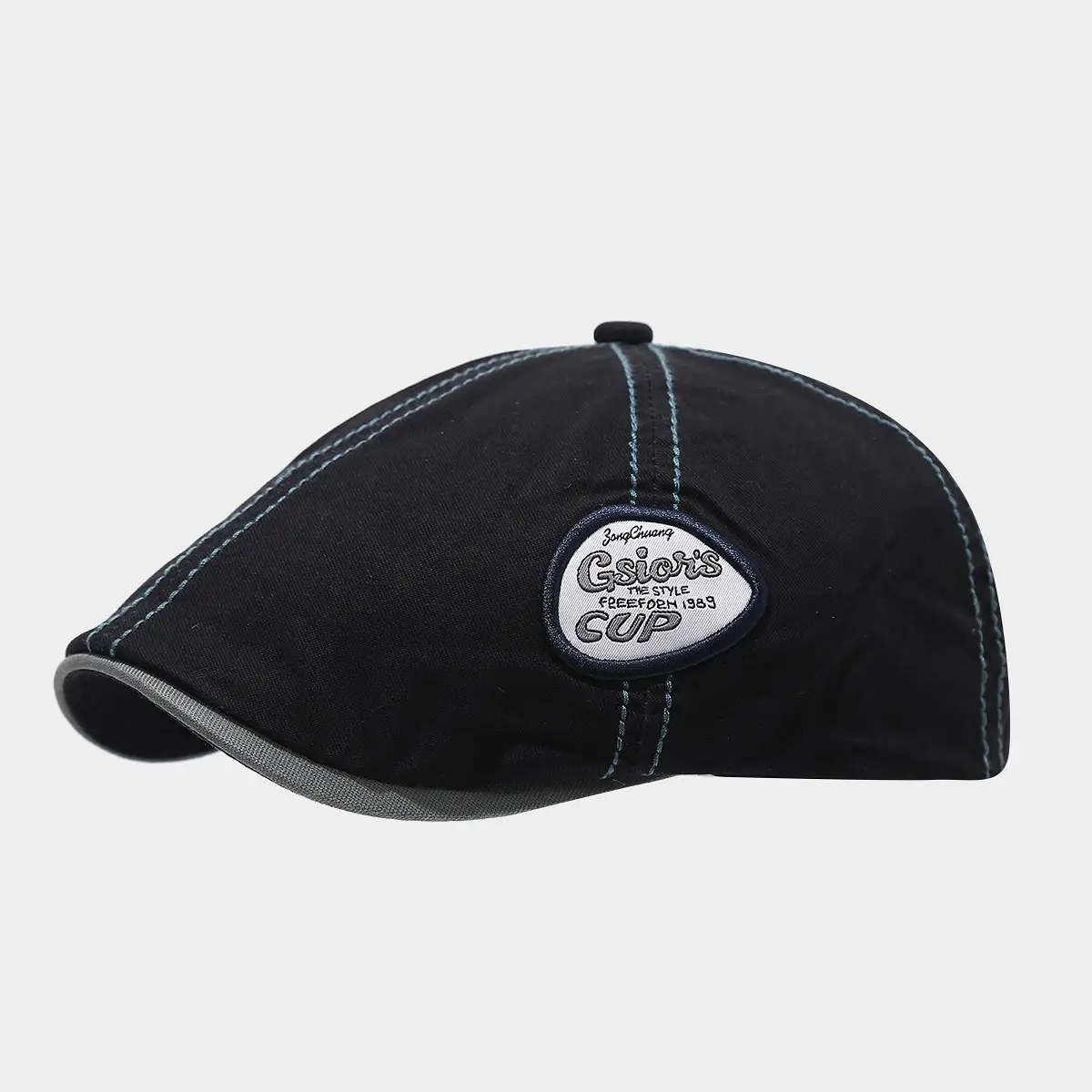 Men's Black British Retro Cap with Cup Logo - Image 4