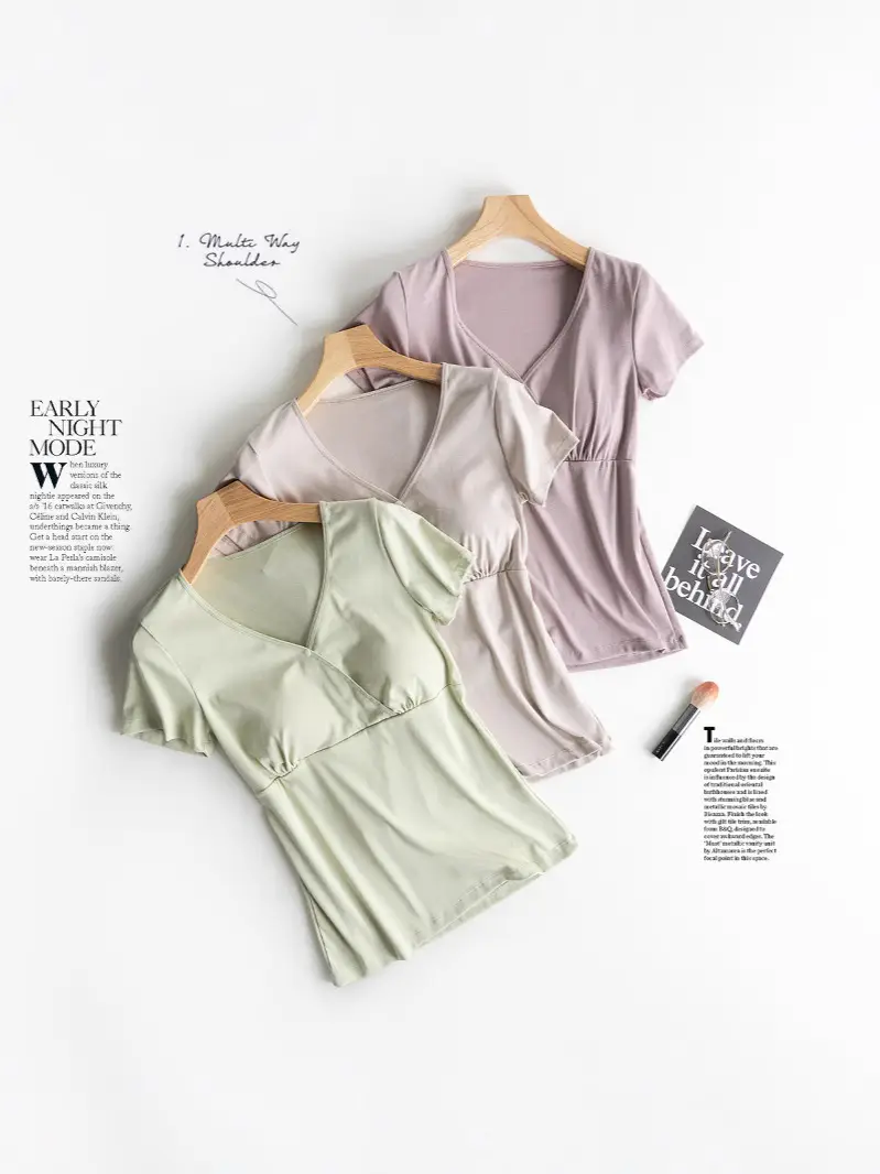 Nursing Top Short-sleeved Pregnant Women's Pajamas Single-piece Home Clothes Postpartum Nursing T-shirt Spring and Summer Thin Pure Cotton Half-sleeve