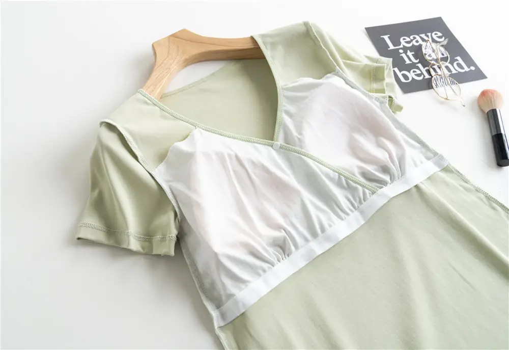 Nursing Top Short-sleeved Pregnant Women's Pajamas Single-piece Home Clothes Postpartum Nursing T-shirt Spring and Summer Thin Pure Cotton Half-sleeve — feature 19