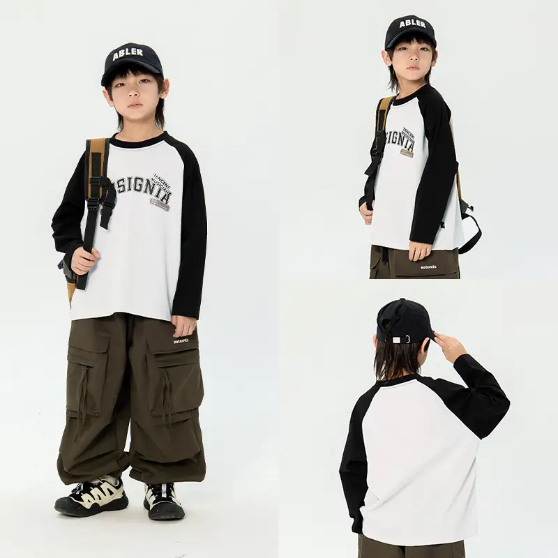 Japanese Boys T-Shirt 2025 Raglan Long Sleeve Casual Top - Image 2