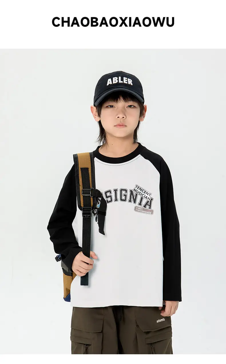 Japanese Boys T-Shirt 2025 Raglan Long Sleeve Casual Top — feature 1