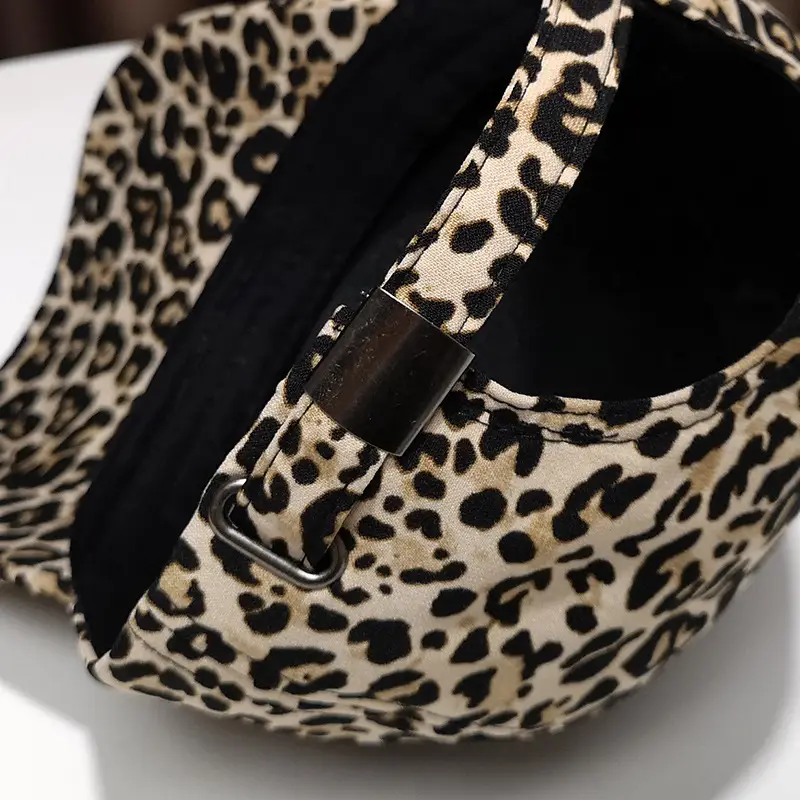 Women Leopard Print Baseball Cap with Strap - Image 6