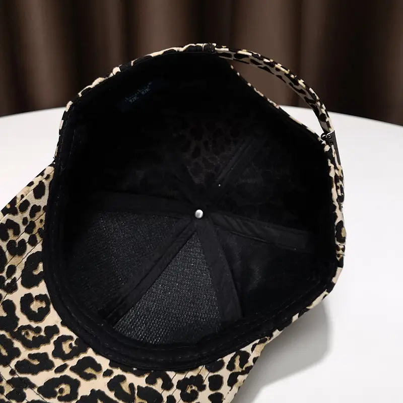 Women Leopard Print Baseball Cap with Strap - Image 7