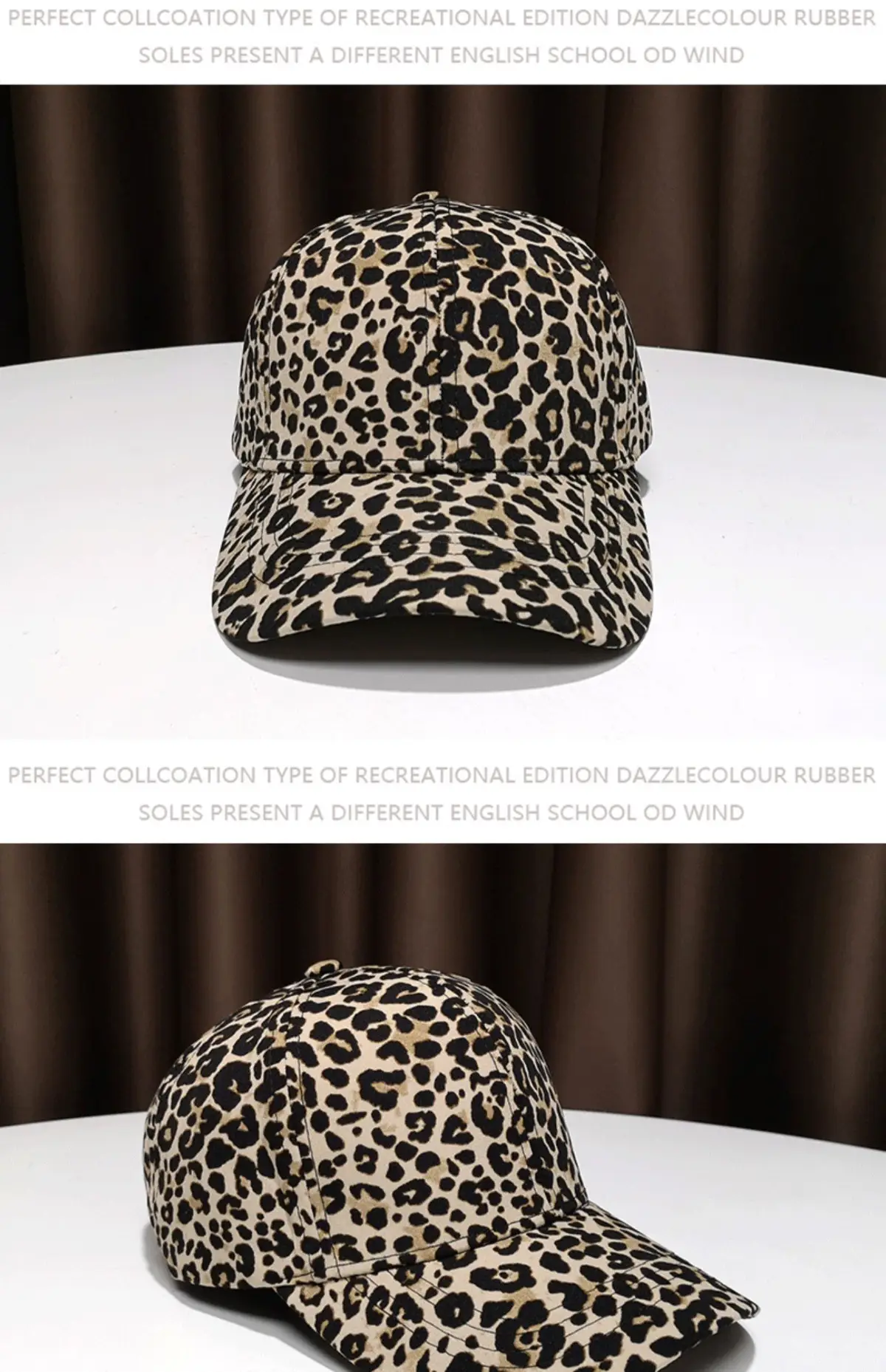 Women Leopard Print Baseball Cap with Strap — feature 10