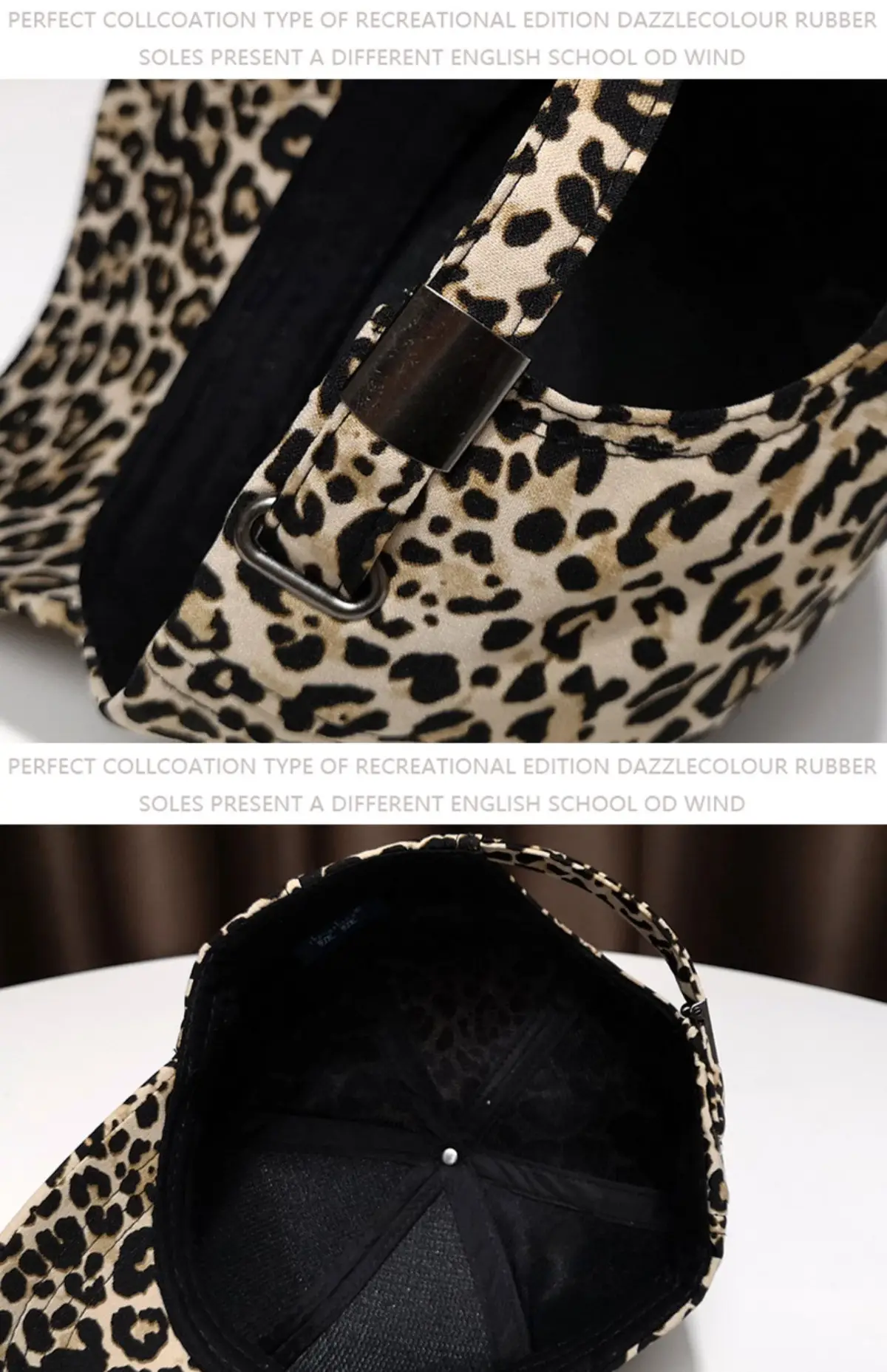 Women Leopard Print Baseball Cap with Strap — feature 14