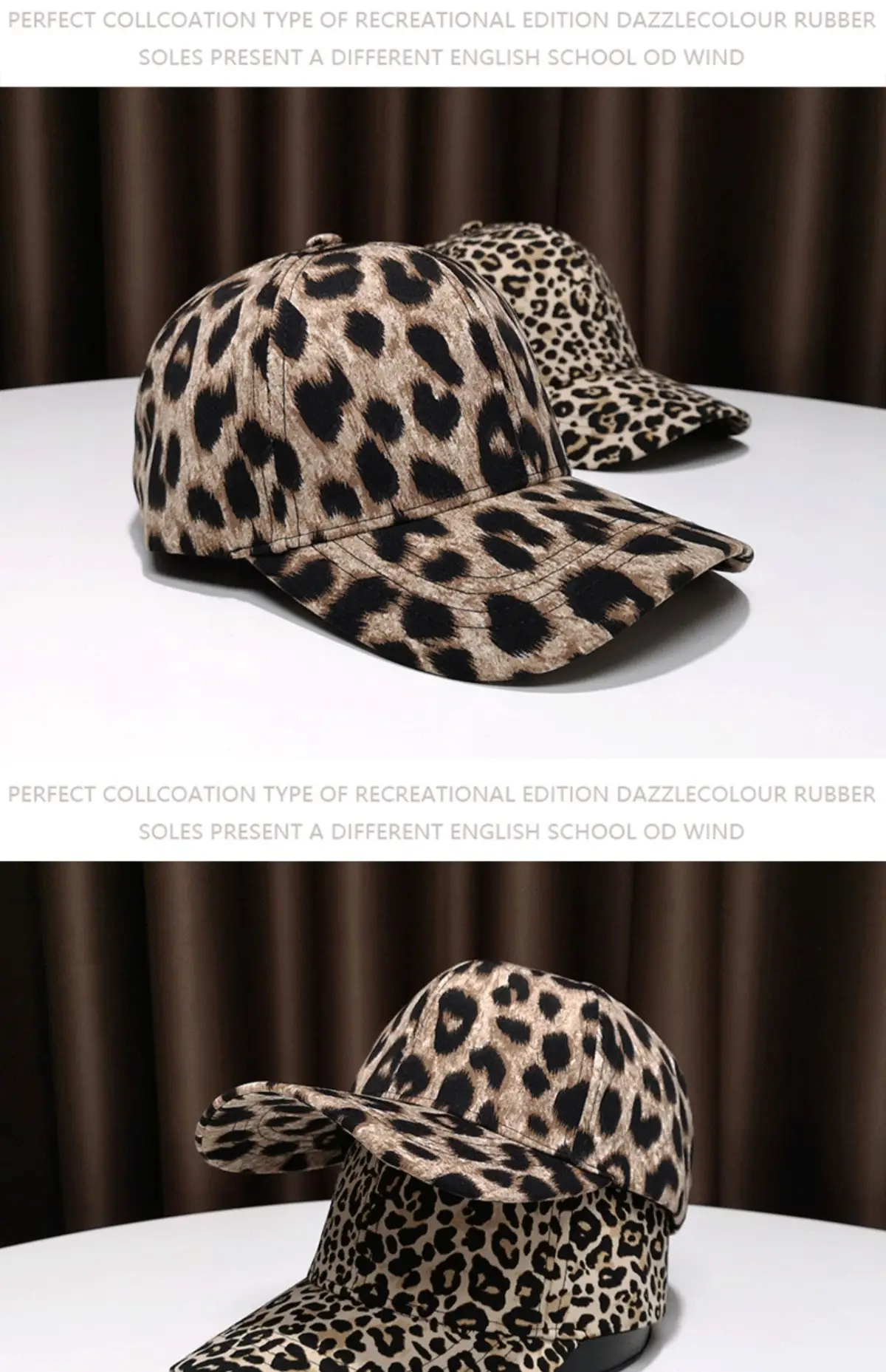 Women Leopard Print Baseball Cap with Strap — feature 6