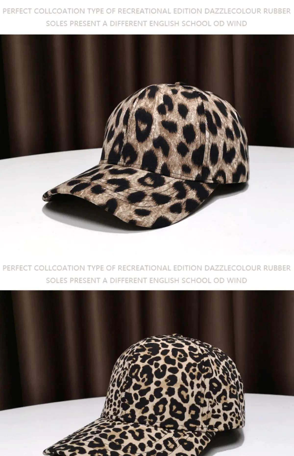 Women Leopard Print Baseball Cap with Strap — feature 8
