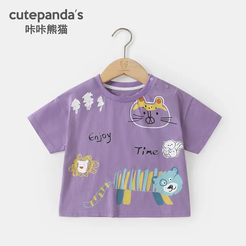 Purple Panda Print Baby T-Shirt for Kids - Image 2