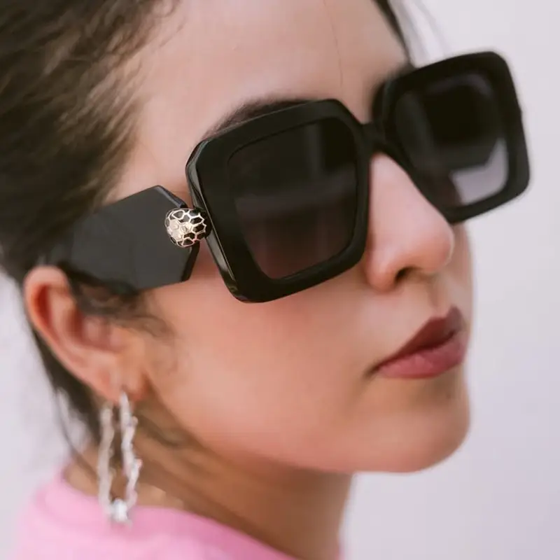 Kedun Snake Head Square Sunglasses Black 2025