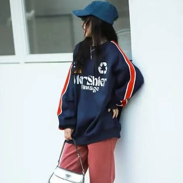 Boys Cotton Crewneck T-Shirt Navy Blue Side Stripe Spring Autumn Wear — feature 30