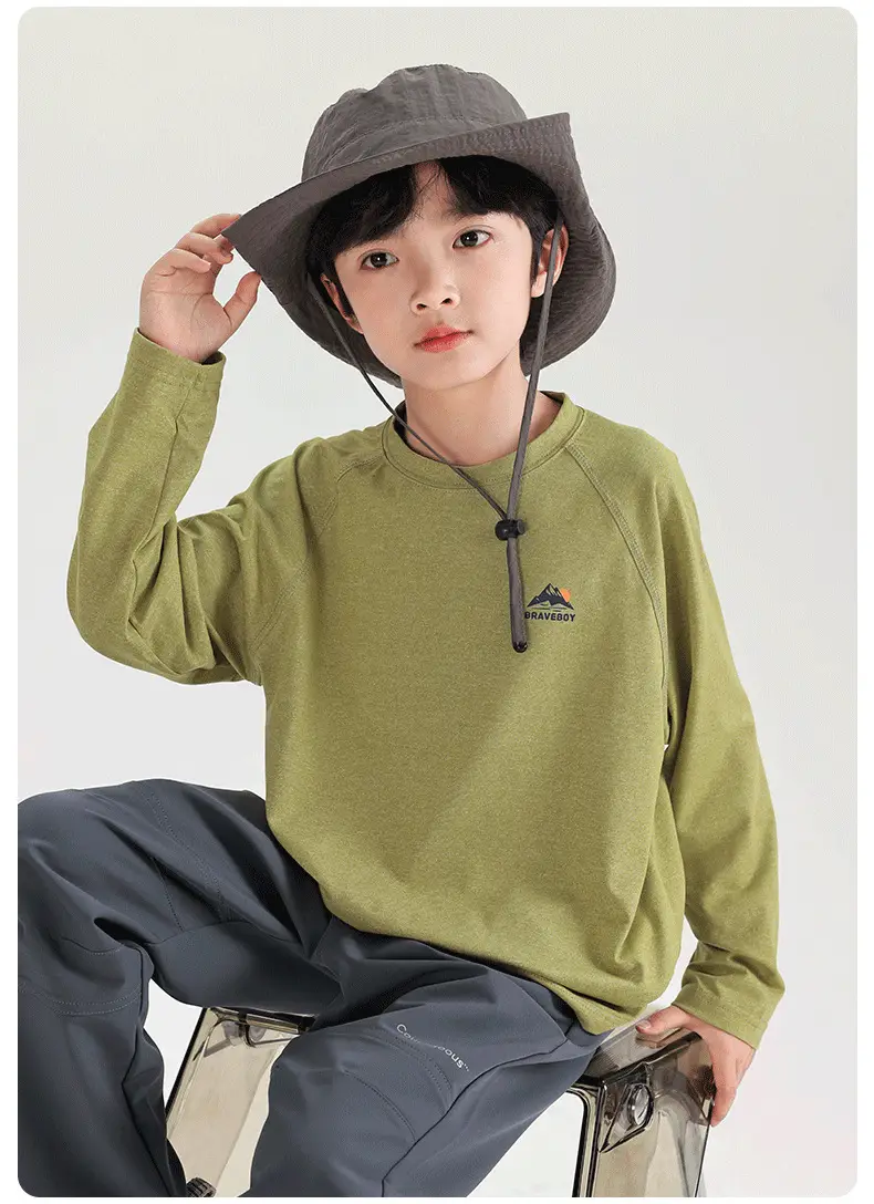 Boys Long Sleeve Sports T-Shirt Green 2025 Spring — feature 19