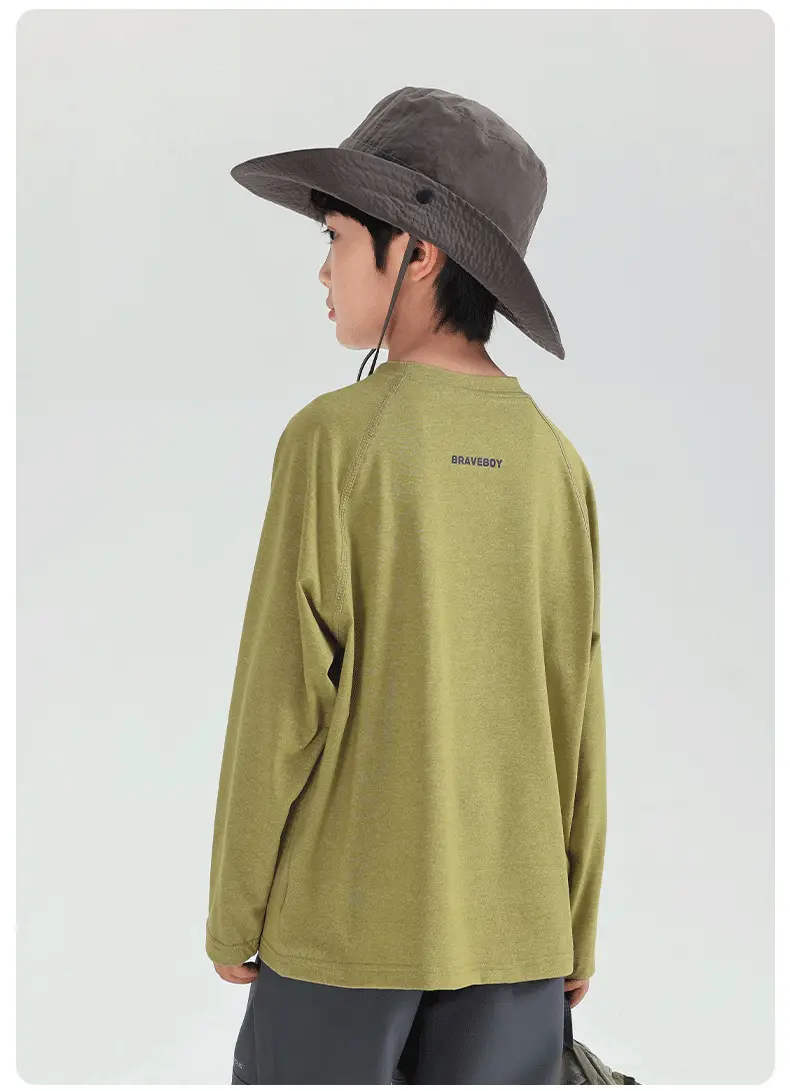 Boys Long Sleeve Sports T-Shirt Green 2025 Spring — feature 21