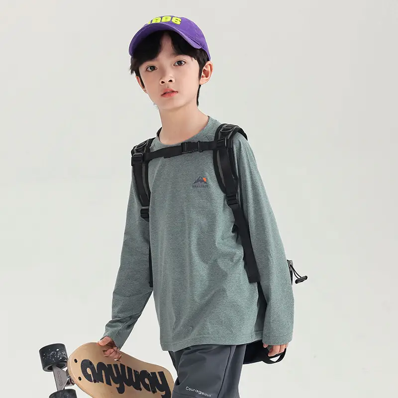 Boys Long Sleeve Sports T-Shirt Green 2025 Spring - Image 3