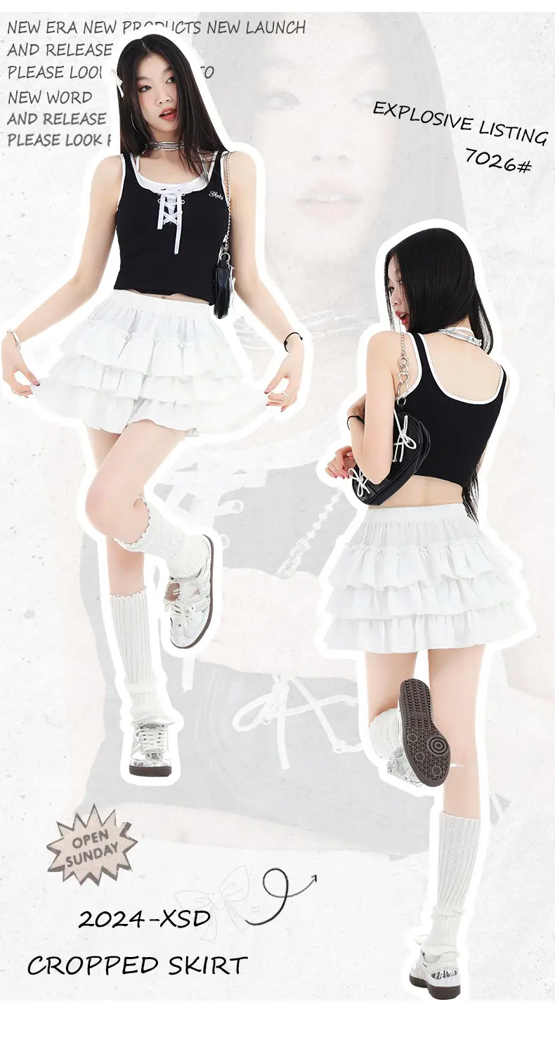Black Ruffled Elastic Waist Skirt Pants Set — feature 19