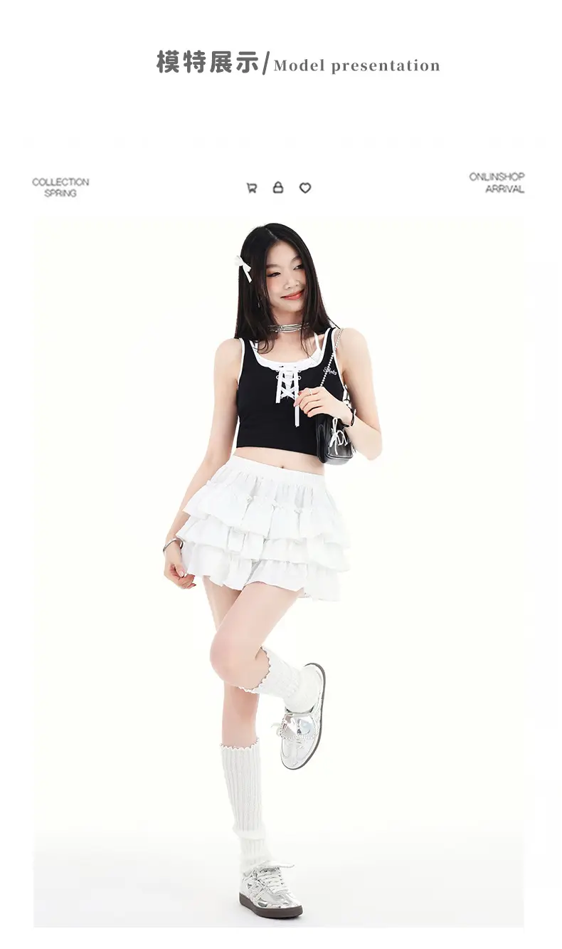 Black Ruffled Elastic Waist Skirt Pants Set — feature 22