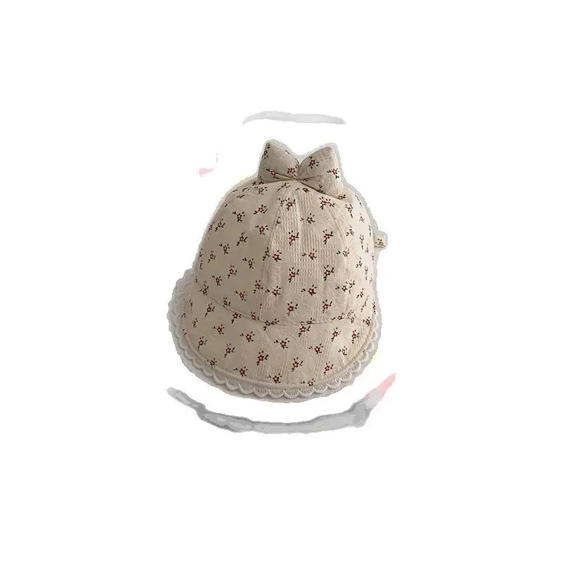 Baby Girl's Creamy Sunshade Hat with Moon Design