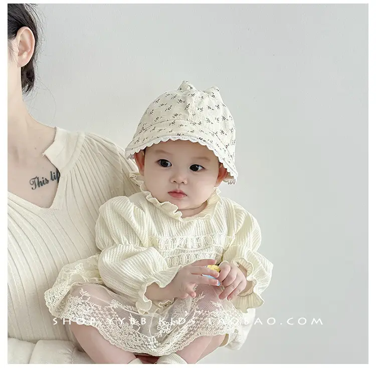 Baby Girl's Creamy Sunshade Hat with Moon Design — feature 3