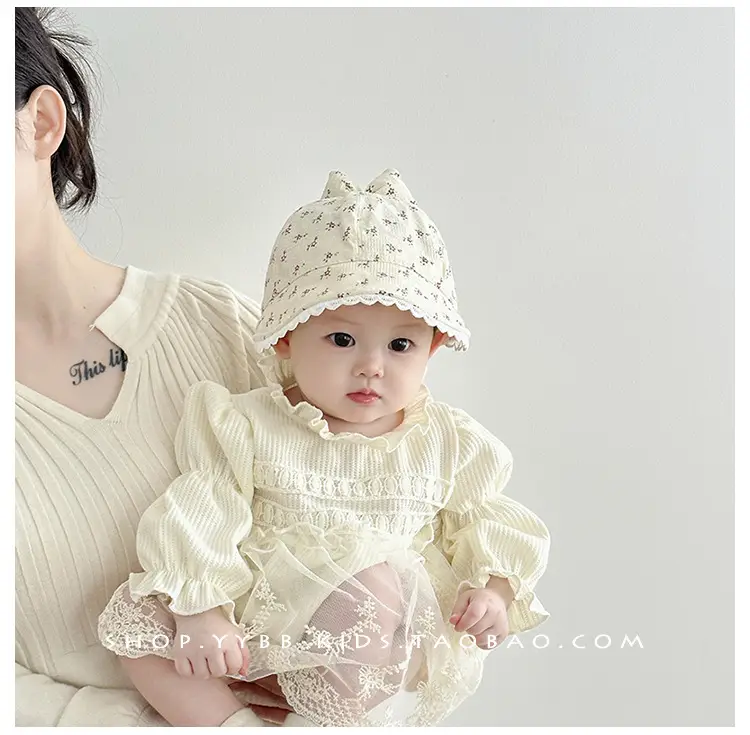 Baby Girl's Creamy Sunshade Hat with Moon Design — feature 4
